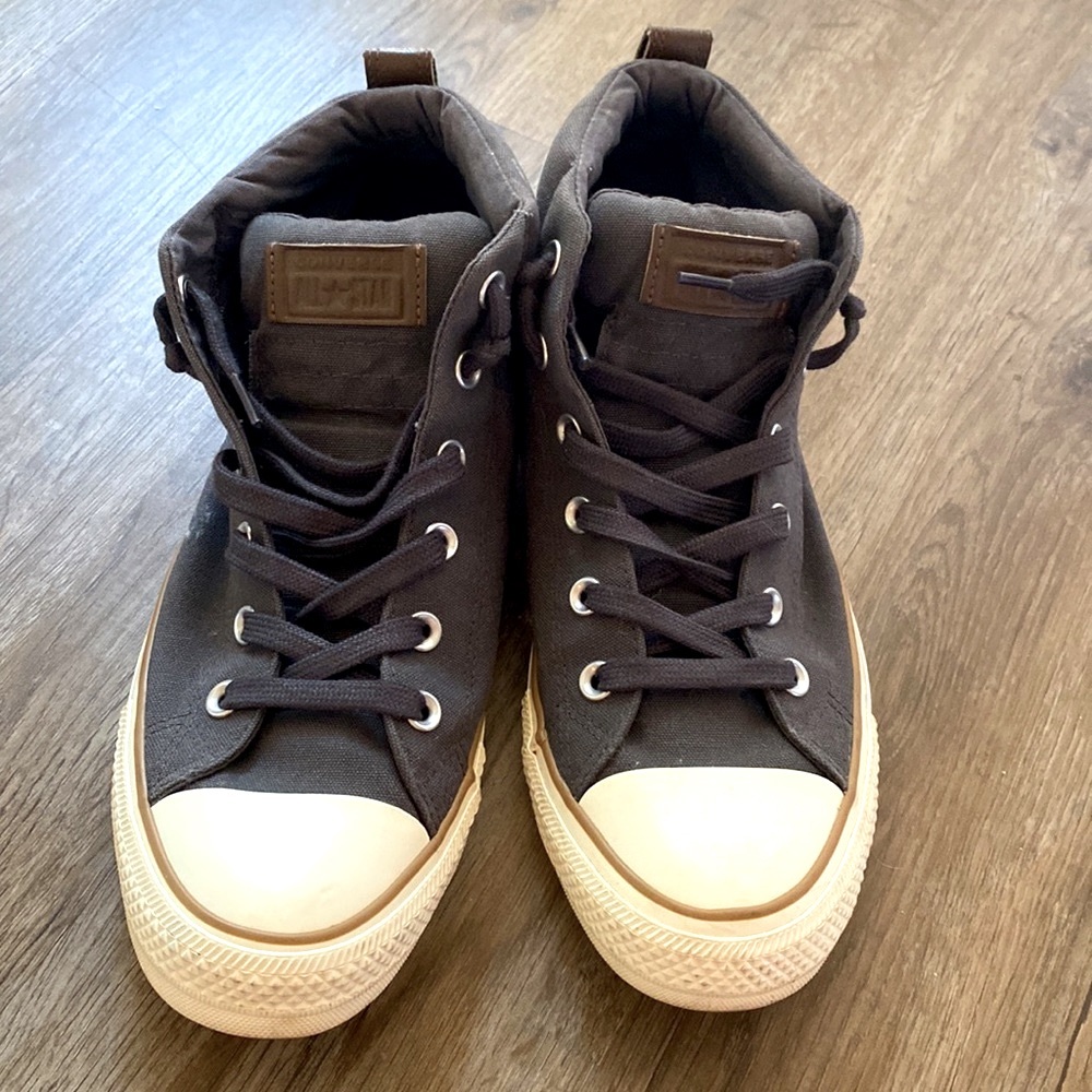 Converse Chuck Taylor All Star  Brown Leather Details Blue Fabric Denim Effect